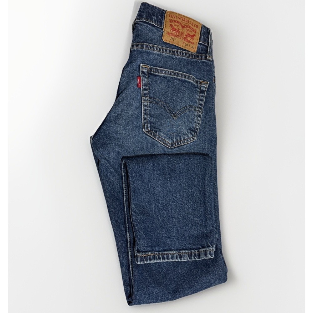 Levi's 511 Slim "Figure‎ It Out" Flex Jeans Mens 28x(28) Dark Indigo Whiskering
